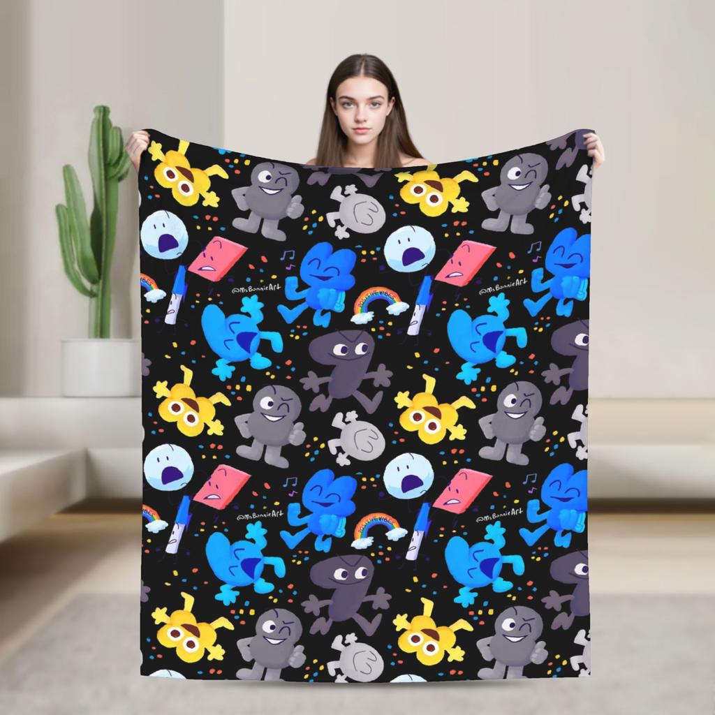 Two BFDI Cartoon Animated Blanket Flannel Novelty Warm Throw Blanket for Home Decoration
