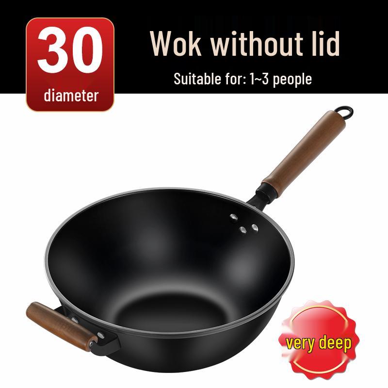 Vintage Non-Stick Cast Iron Skillet Wok for Gas Stove & Induction Cookers