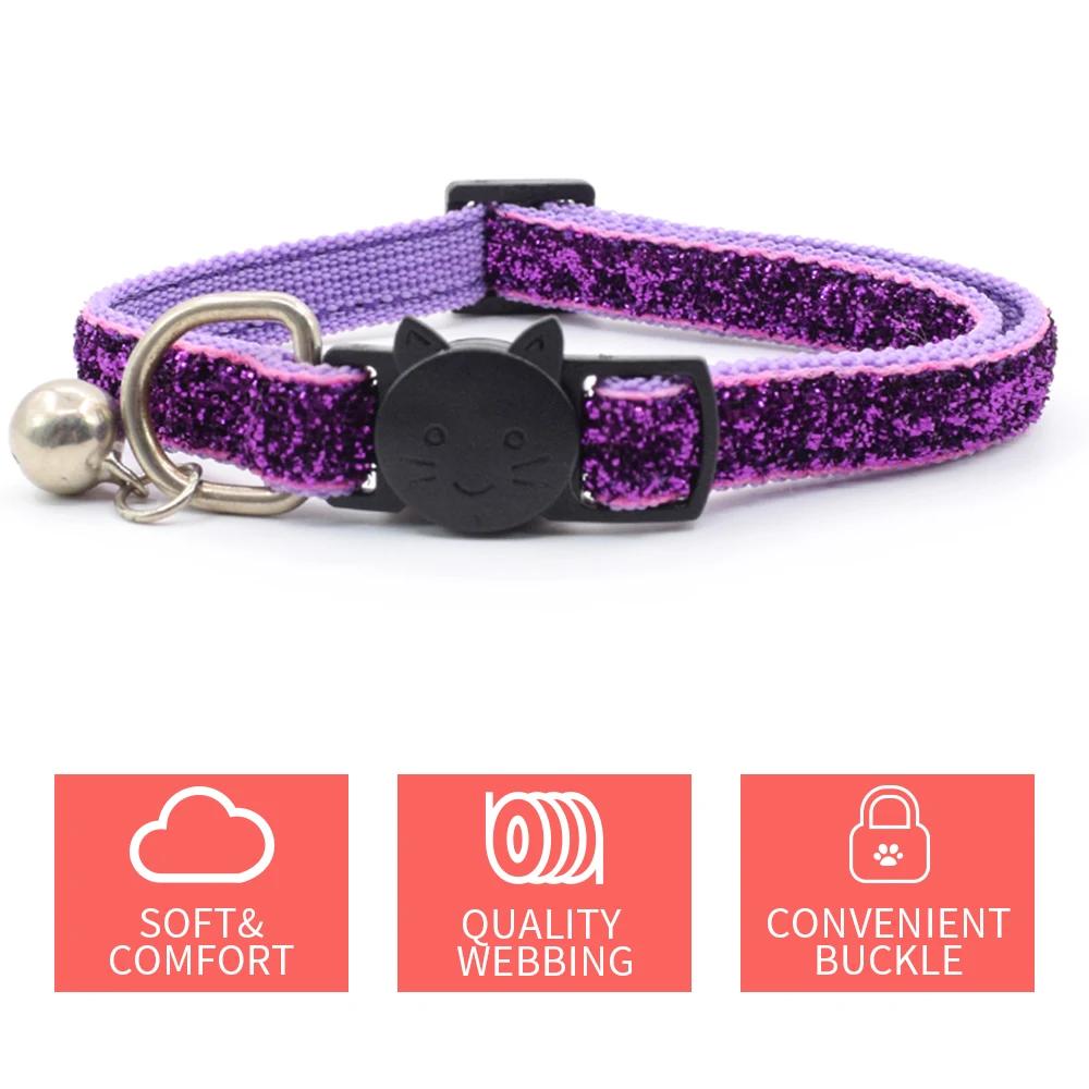 

Celebrating Christmas, suitable for cats with bells, cat face safety buckle, nylon collar, pet cat collar, one piece фиолетовый
