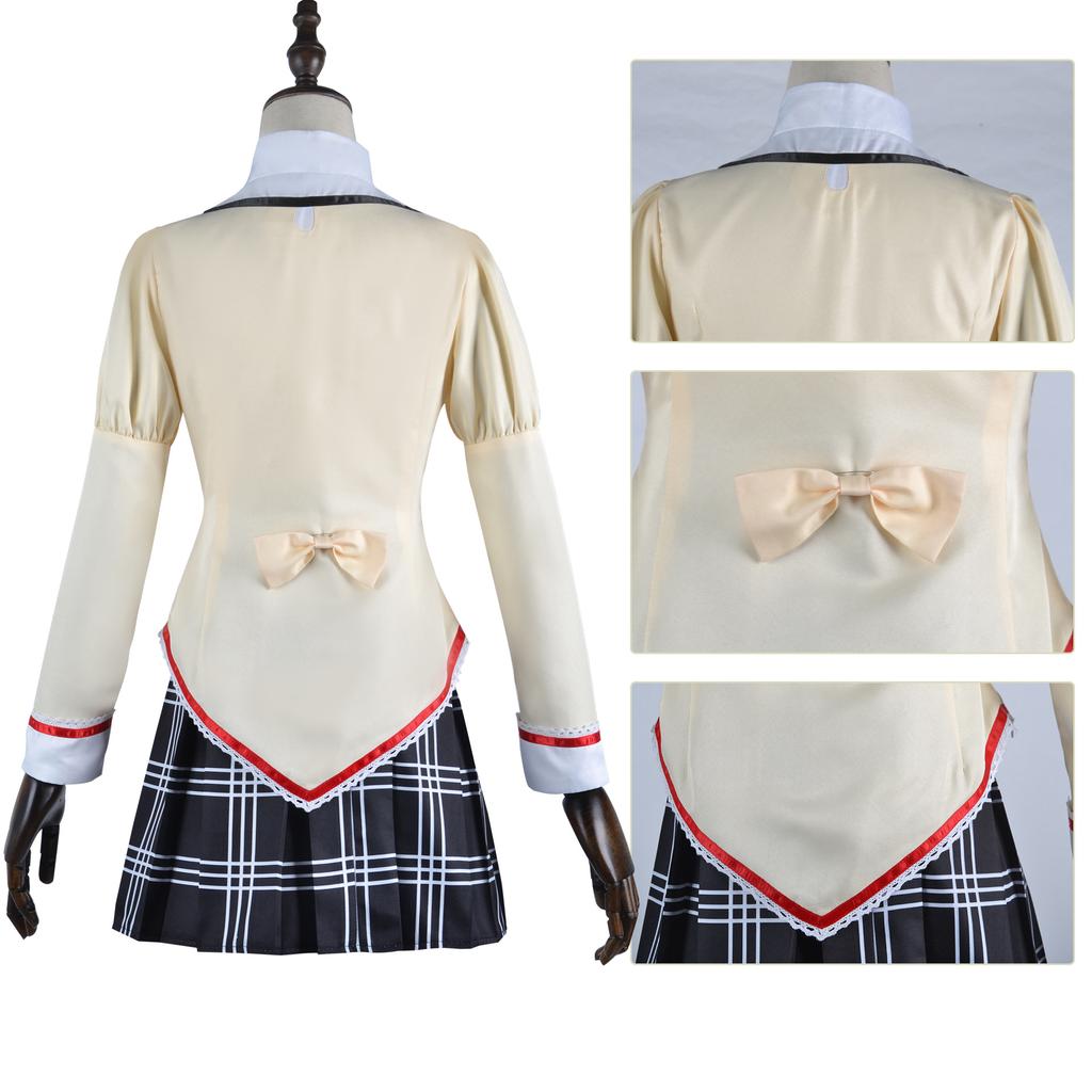 Puella Magi Madoka Magica School Uniform Cosplay Costume Full Set with Wig for Halloween Party