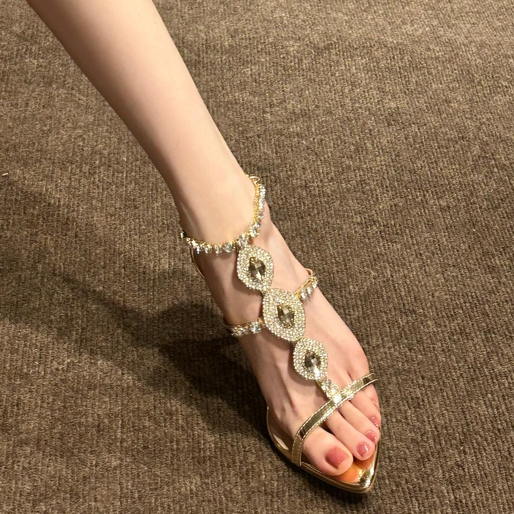2025 New Beautiful Pointed Rhinestones Sexy High Heels Socialite Style with Stiletto Sandals