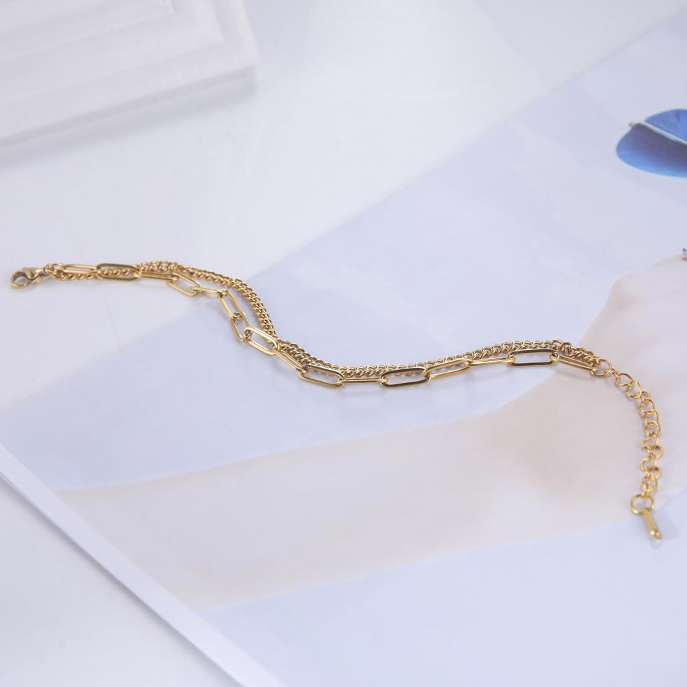 Paper Clip Chain Link Double Layers Bracelets For Women Men Gold Stainless Steel Bracelet Jewelry Friends Couple