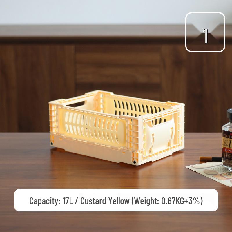 Foldable Industrial Style Plastic Storage Basket for Camping, Bathroom, Kitchen, and Sundries