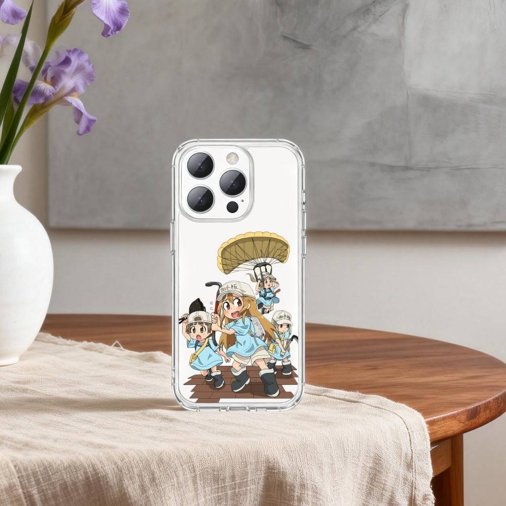 Manga C-Cells at Work Phone Case For iPhone17p,16,15,14,13Pro Max,us,Soft Silicone Transparent Cover