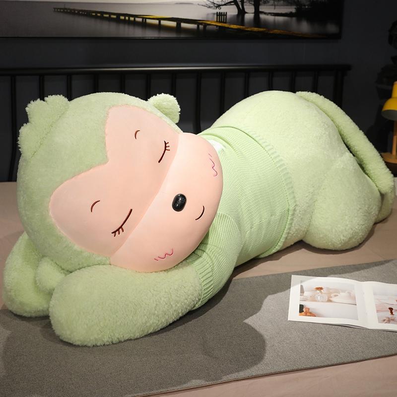 80CM Cute Sleeping Sweater Monkey Plush Toy Soft Plush Filling Soft Home Pillow Sleep Soothing Doll