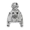 Vintage American Graffiti Print Hooded Cardigan Set Loose Fit Streetwear Teens