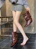 Autumn and winter new pointed slope heel high flat bottom thin French fashion sexy beauty female Internet celebrity short boots