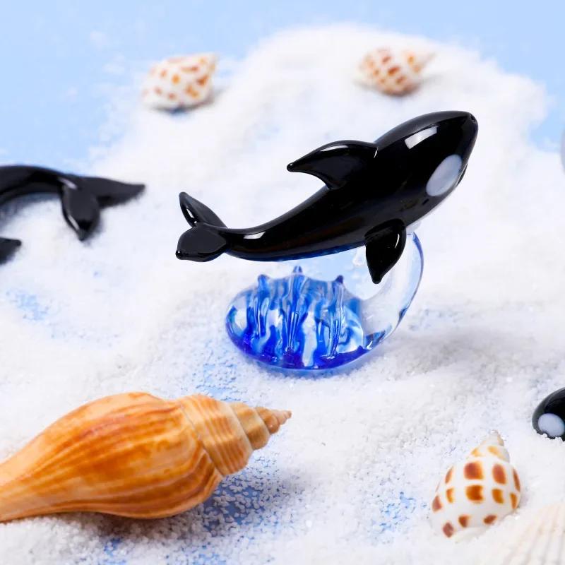 Mini-Wal-Modell Handgefertigter Schmuck Glas-Schreibtischdekoration Glas-Orca-Modelle für Kinder Geschenke Tischfiguren Zubehör