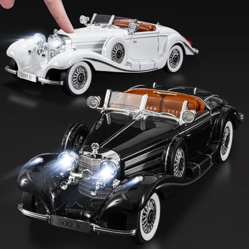 1:18 Mercedes Benz 500K 1936 Legierung Miniatur Klassisches Auto Maßstabsmodell Druckguss Metallmodell SoundLicht Kinder Spielzeug Geschenk Fahrzeug