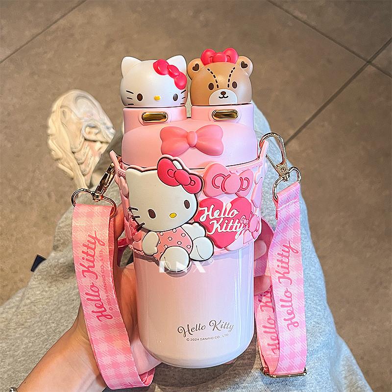 Hello Kitty 550ml Insulated Travel Mug With Straw Lock For Kids And Students