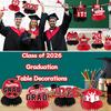12Pcs 2026 Graduation Honeycomb Decor 3D Honeycomb Centerpieces for Commencement Party Red & Black Theme Bachelor Cap Party Decor for Table Decor &