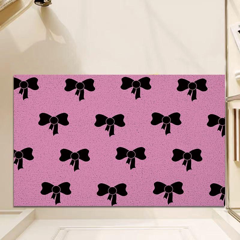 

Alfombra de entrada con lazo negro y rosa ins,estera de anillo de seda simple para niña de alta calidad,almohadilla antideslizante para pies 40cm x 60cm