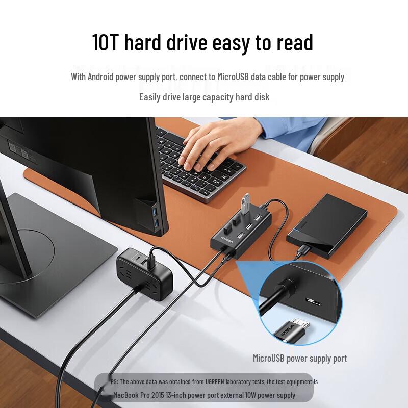 UGREEN USB 2.0 7-Port Hub with Power Port