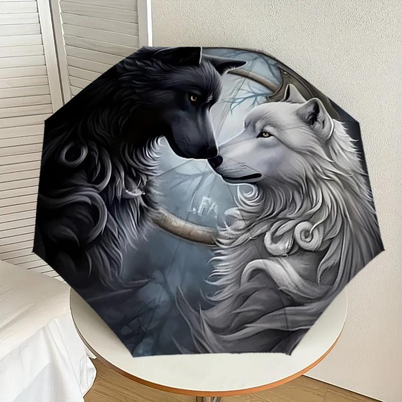 

1pc Yin Yang Wolves Umbrella with Plastic Handle,Suitable for All Seasons Home Travel Outdoor UmbrellaDD974