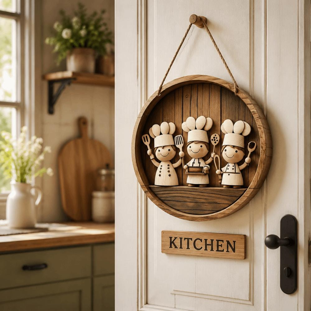 Door Wreath Kitchen Wall Art 2D Plan Chef Wall Decor Kitchen Sign Cottage Porch Decoration