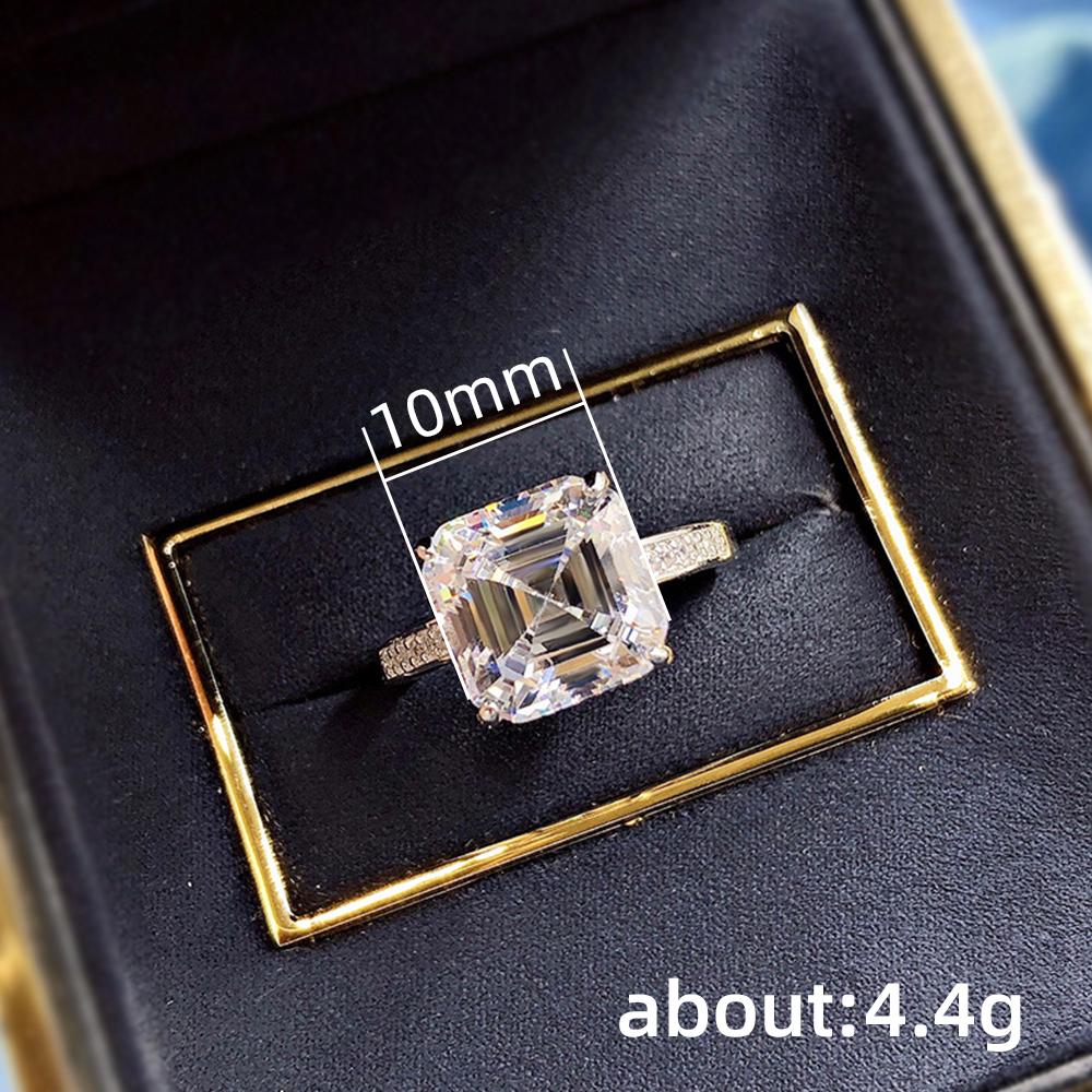 New Simple and Classic Wedding Ring for Women Luxury Low-key Crystal Square Cubic Zirconia Engagement Bands Eternity Jewelry