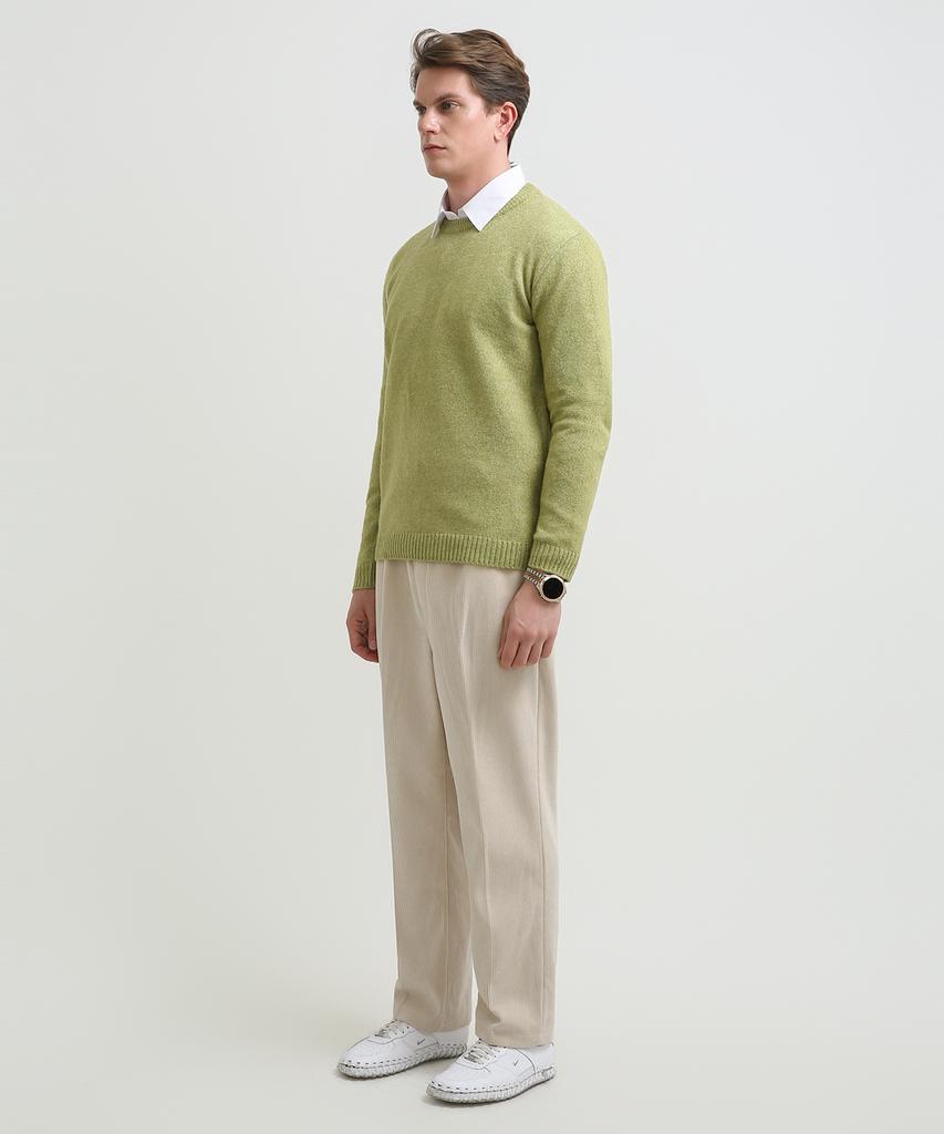 Seuteulaikeu Fine Blend Classic Crew Neck Knit (Lime Green)