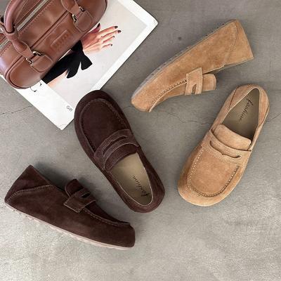 Frosted Kangaroo Shoes Women's Autumn New Lazy One Pedal Two Wear Comfortable Breathable Casual Flat Bottom