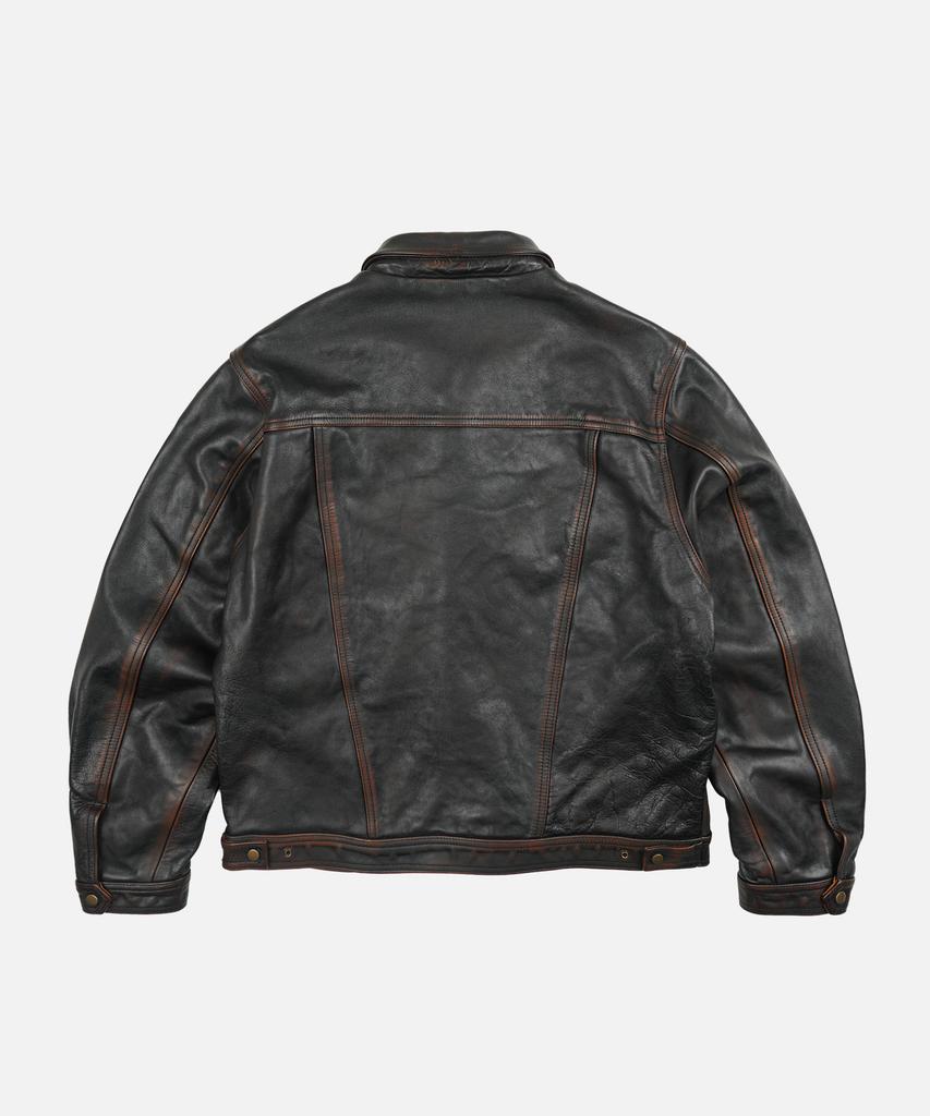 FRIZMWORKS Cowhide Storm Trucker Jacket _ Washed Brown