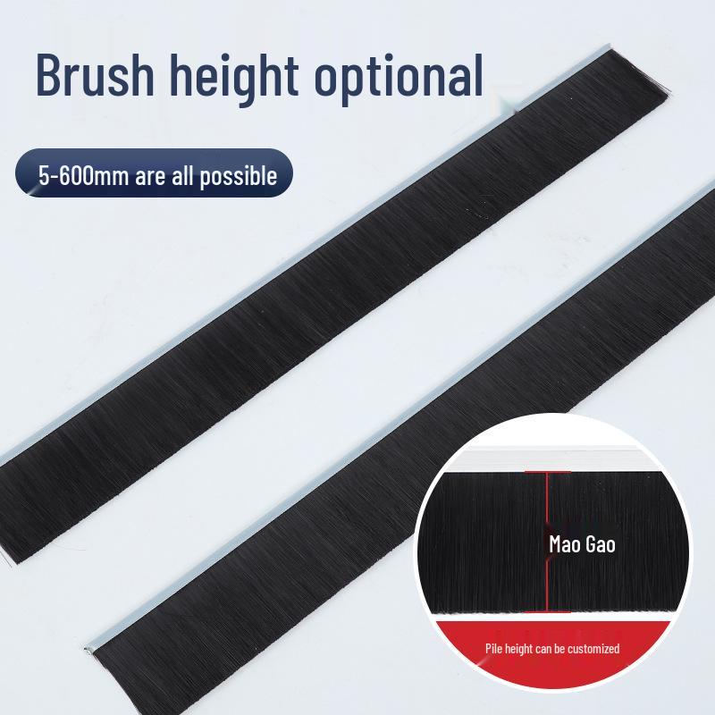 Schwarze Aluminium-Borstenbürste Türdichtung – Staubdichtes Nylonband