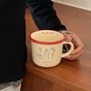 French Retro Vase Ceramic Illustration Coffee Cup Couple Water Cup, Large Diameter 350Ml