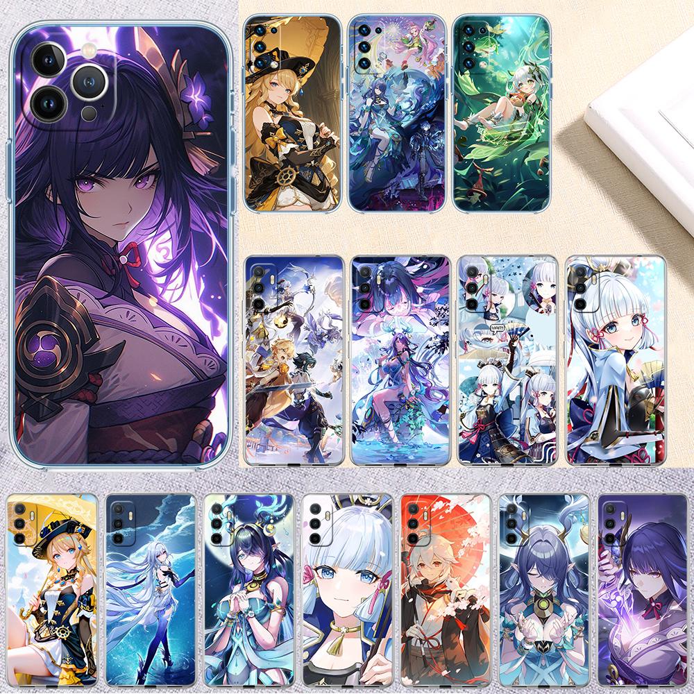Genshin Impact Transparent Phone Case for Motorola Moto Edge Plus G200 G23 E13 E15 E20 E30 G62 G71 G72 G75 G24 G15 Power