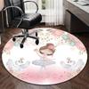 Ballerina With Swans And Flowers round carpet Chair cushion Round Entryway Rug, Soft Round Rugs for Living Room, Bedroom, Circle Carpet decor gifts