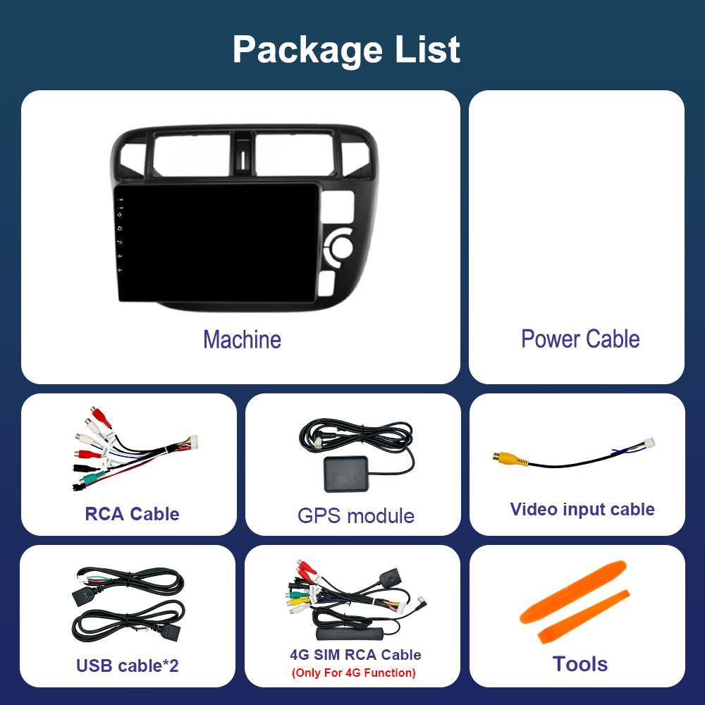 Navigation GPS Android 14 for Honda Civic EK3 EK4 EK9 1995 - 1999 Car Radio Multimedia Player BT HD Screen 4G DSP Stereo WiFi