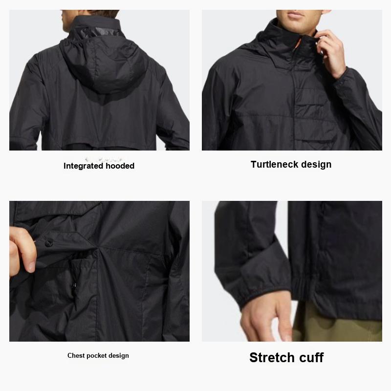 Adidas Outdoor Hooded Long Sleeve Sun Protection Jacket Men jackets Black HN4535