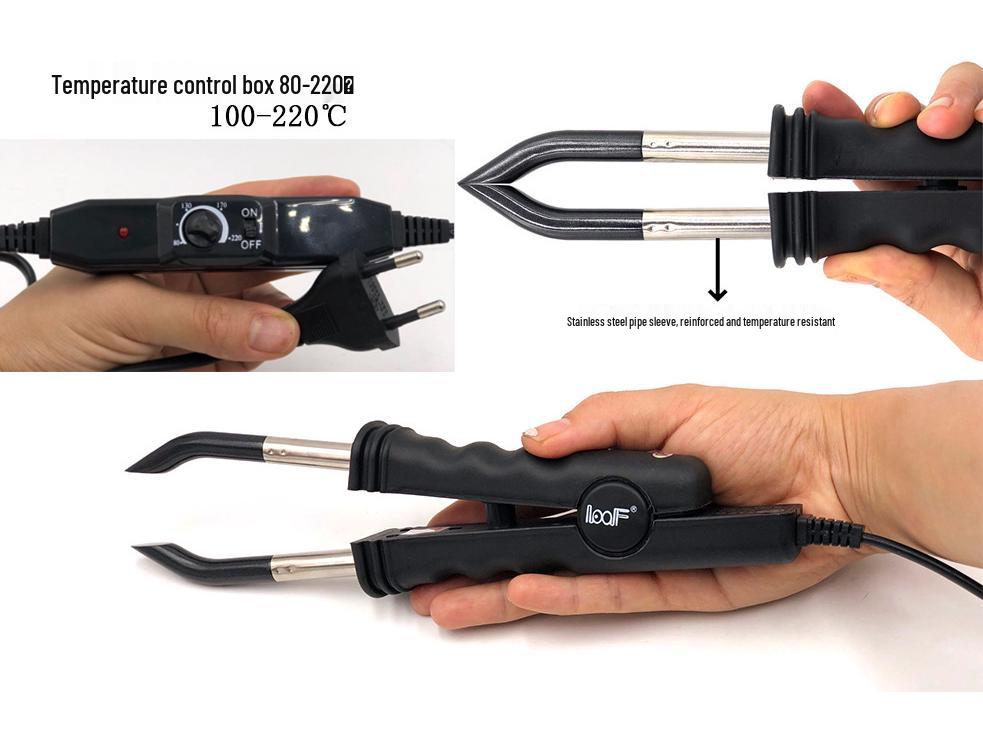 Black Hair Extension Iron, Adjustable Temperature, Quick Heat Glue, Pliers Clips Tools, EU/US Plug
