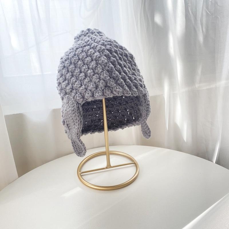 

Вязаная шапка Будды ручной работы с защитой ушей для осени и зимы - Унисекс вязаная рождественская шапка