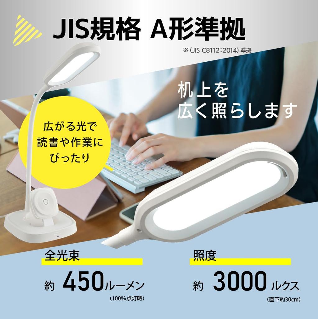 OHM LED Desk Light, 450 Lumens, Daylight White, Wireless Charging, MagSafe Compatible, DS-L50FMS-W (Product Code: 06-5230)