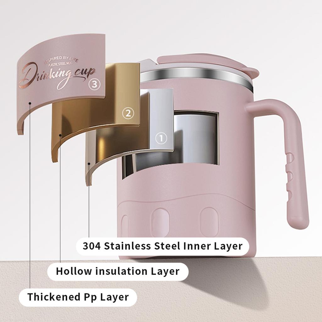 580ML Doppelwandig isolierter Wasserbecher Tumbler Tragbarer, versiegelter, auslaufsicherer Kaffeebecher mit Sieb & Henkel Trinkbecher Trinkgeschirr