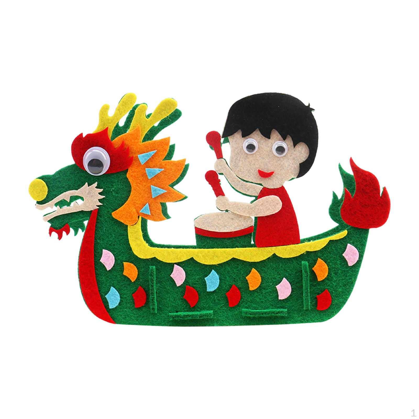 Material Pack Dragon Boat Novelty Art Ornament Handmade Kids Handcraft for Decor drummer