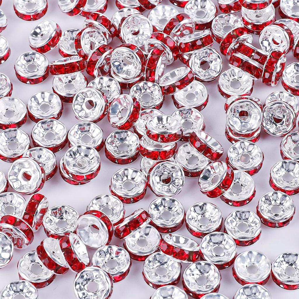 50 Pcs Electroplated Colorful Diamond Spacer Beads for DIY Jewelry, Iron Material