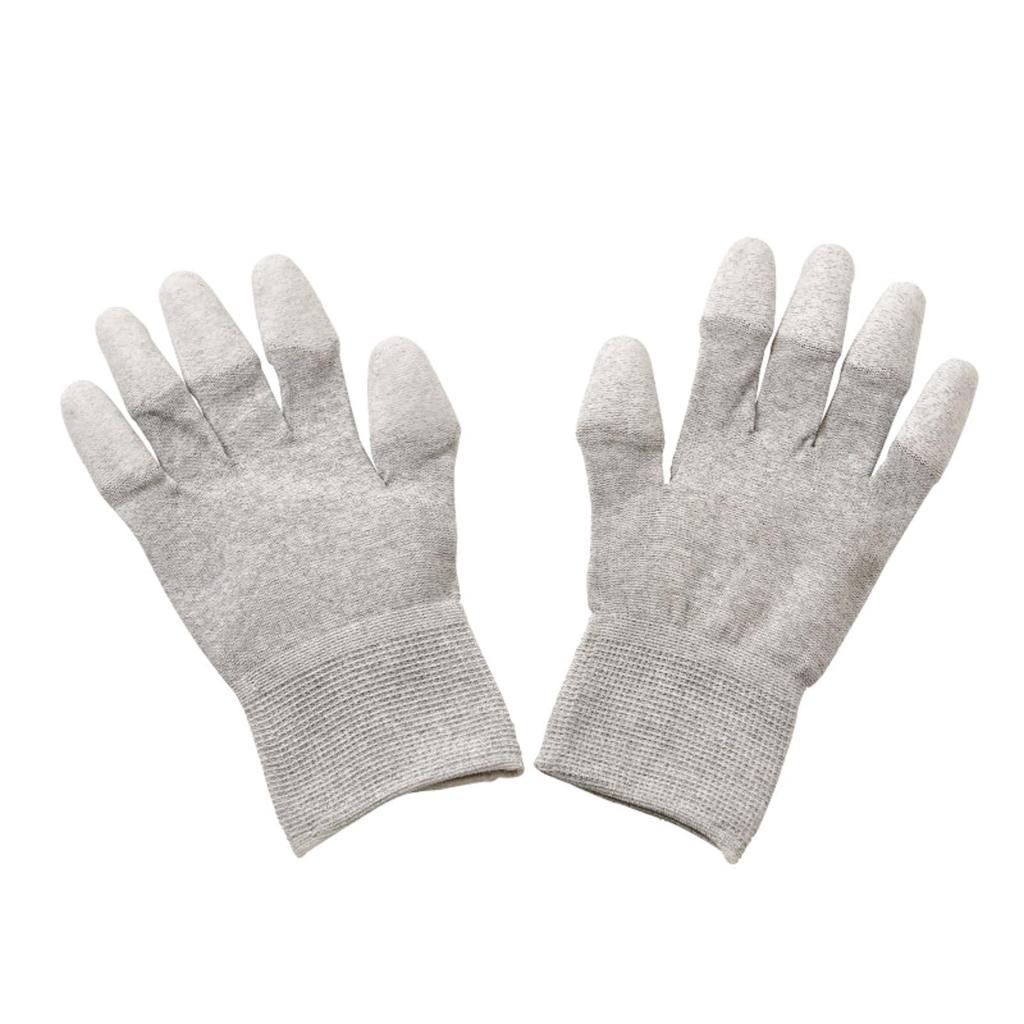 HOZAN ESD Gloves, Anti-Static, 10 Pairs, Non-Slip, Coated Fingertips, Touchscreen Compatible, Size Small, F-66-S