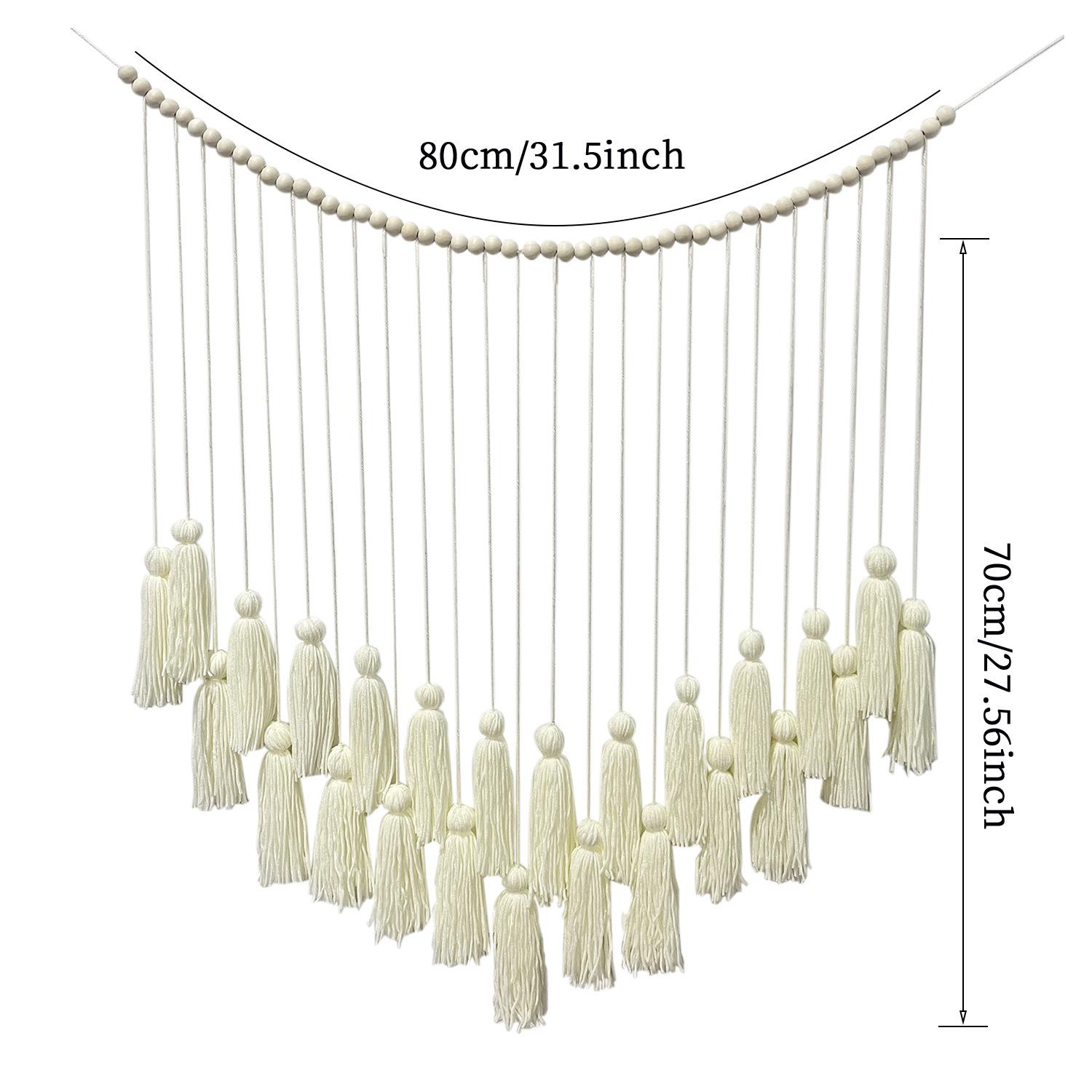 Ins Nordic Bohemian Tassel Hair Clip Storage Decoration Handmade Woven Wall Hanging Home Wall Decoration белый