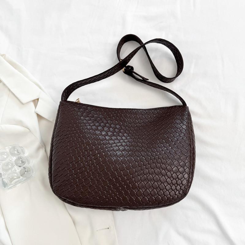 Pu Large Capacity Shoulder Bag Handbag Weaving Patterns For Work Casual Outings