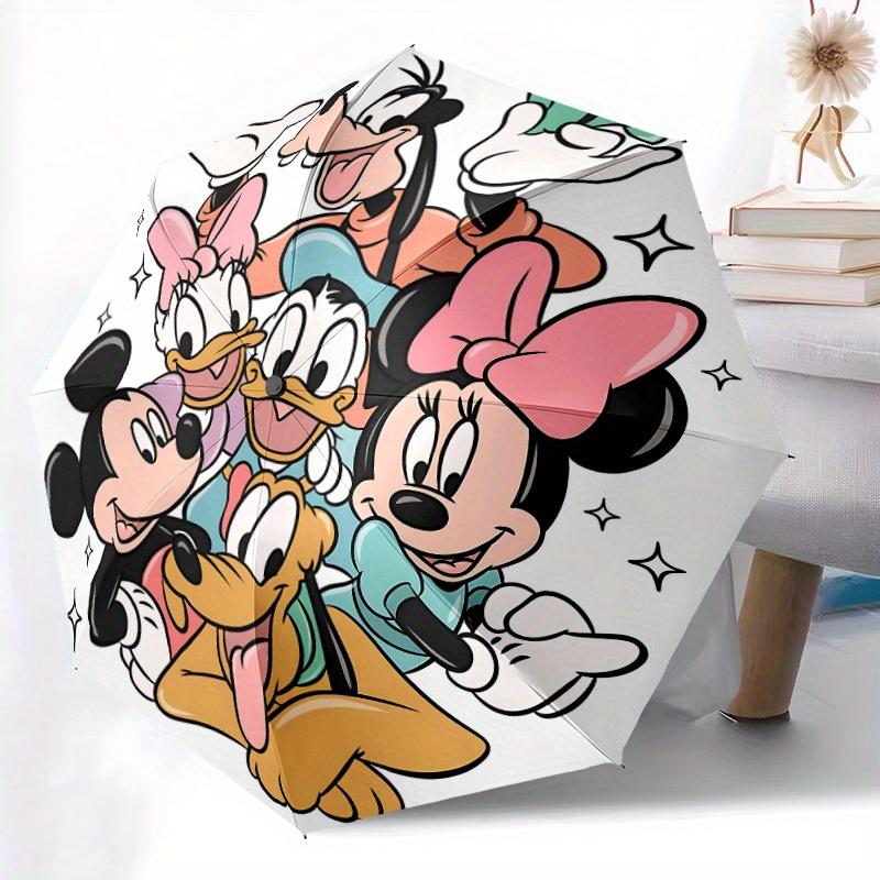 1pc Mickey Mouse Automatic Folding Umbrella: Compact 8-rib Design Outdoor, Casual Accessory, Durable Canopy