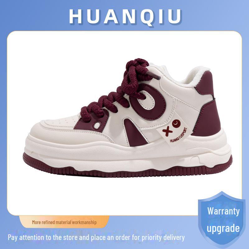 Damen High-Top Warm gefütterte Baumwoll-Sneaker mit dicker Sohle ZHQ5250-1 - Winter Kältefest, Plus Samt, Alleskönner.