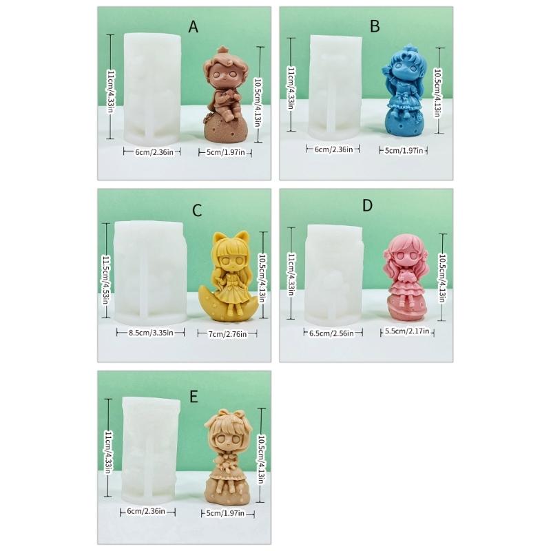 Princess Doll Candle Mold Silicone Gypsum Molds Desktop Decorations Handmade Scented Candle Making Wax Resin Soap Mould