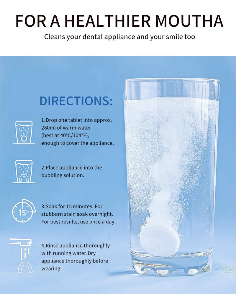 Denture & Braces Cleaning Tablets - Removes Tartar & Stains