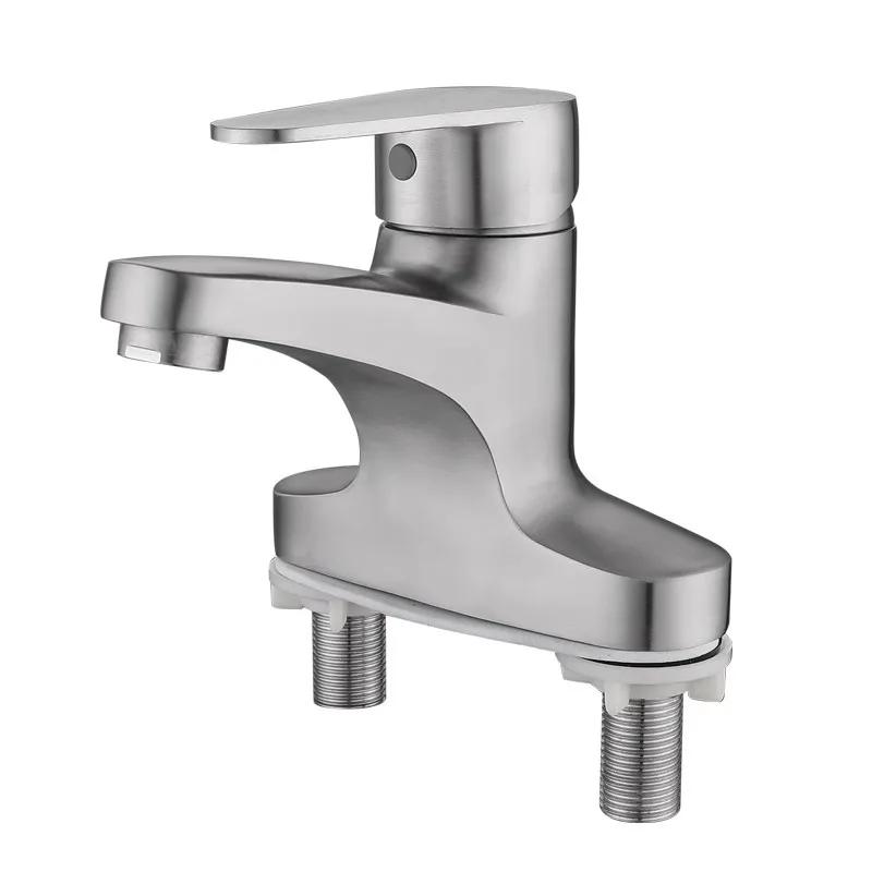 

Household Bathroom Mixer Faucet 304 Stainless Steel Basin Taps Single Lever Kitchen Faucet Cold and Hot Mixer Tap Deck Mounted