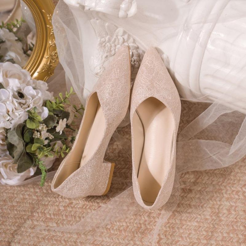 Women Pointed Toe Women Pumps  Square Heel Spring New Shallow Mouth Middle Heels Sense of Design Pointed Toe Women Shoes