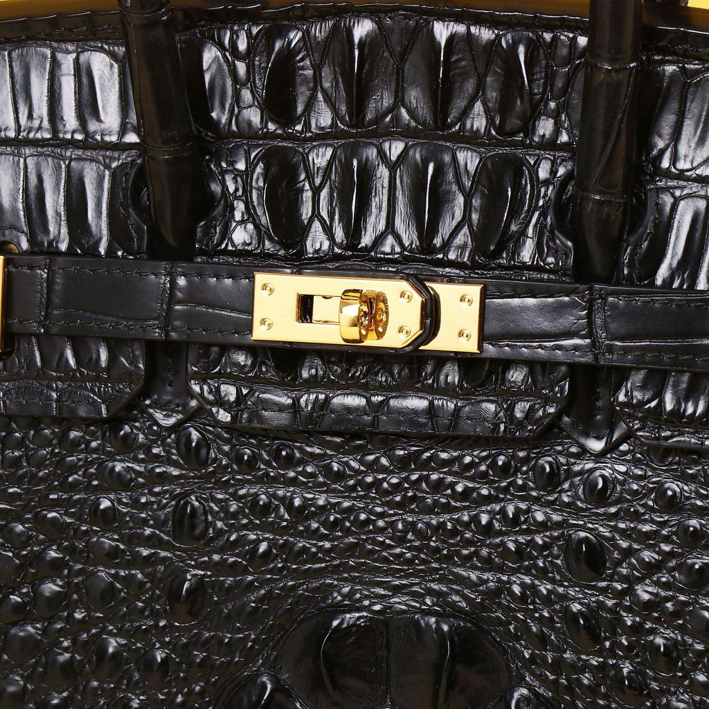 Crocodile Bone Pattern Handbag - Classic Oil Edge Platinum High-End Fashion Accessory