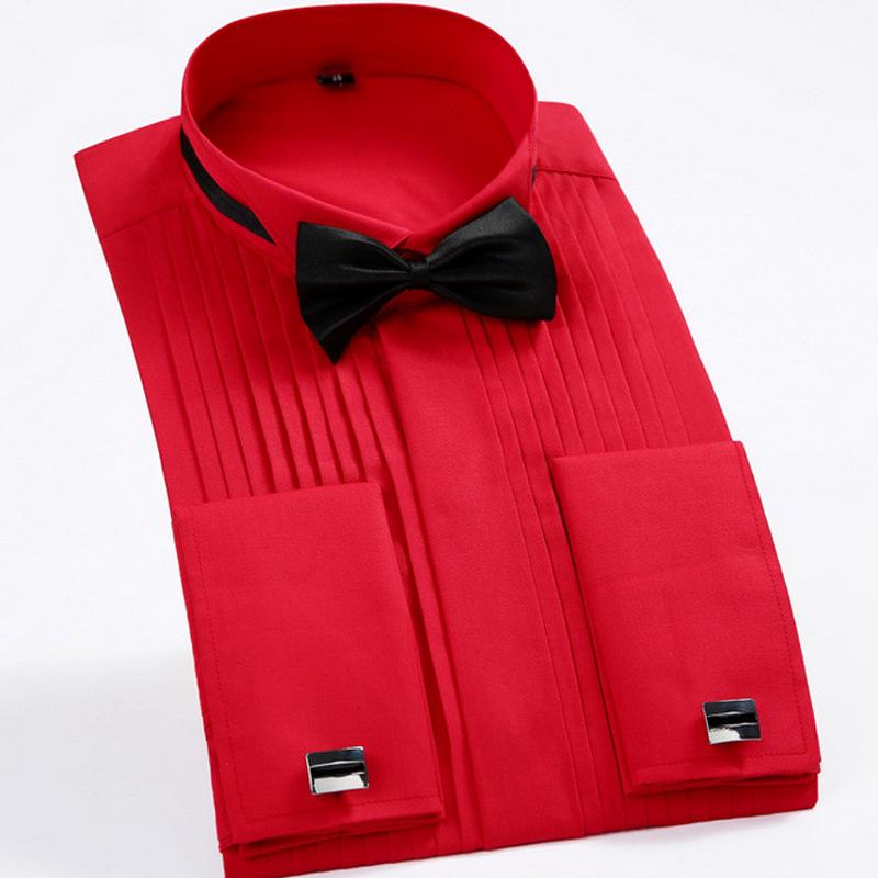 Stylish Wedding Studio Men's Solid Color Collared Shirt