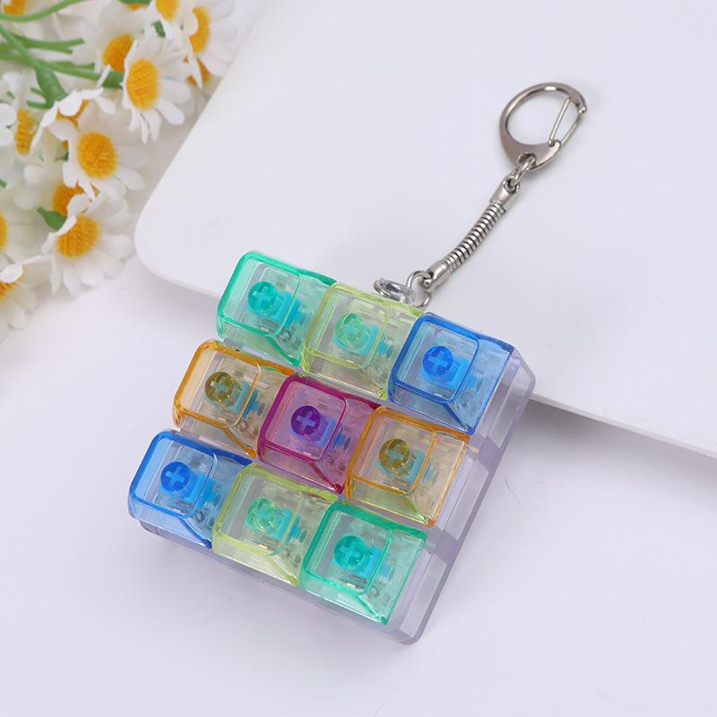 Explosive Transparent Shaft Tester Button Decompression Keychain Pendant Fingertip Pressing Luminous Fingertip Button Toy
