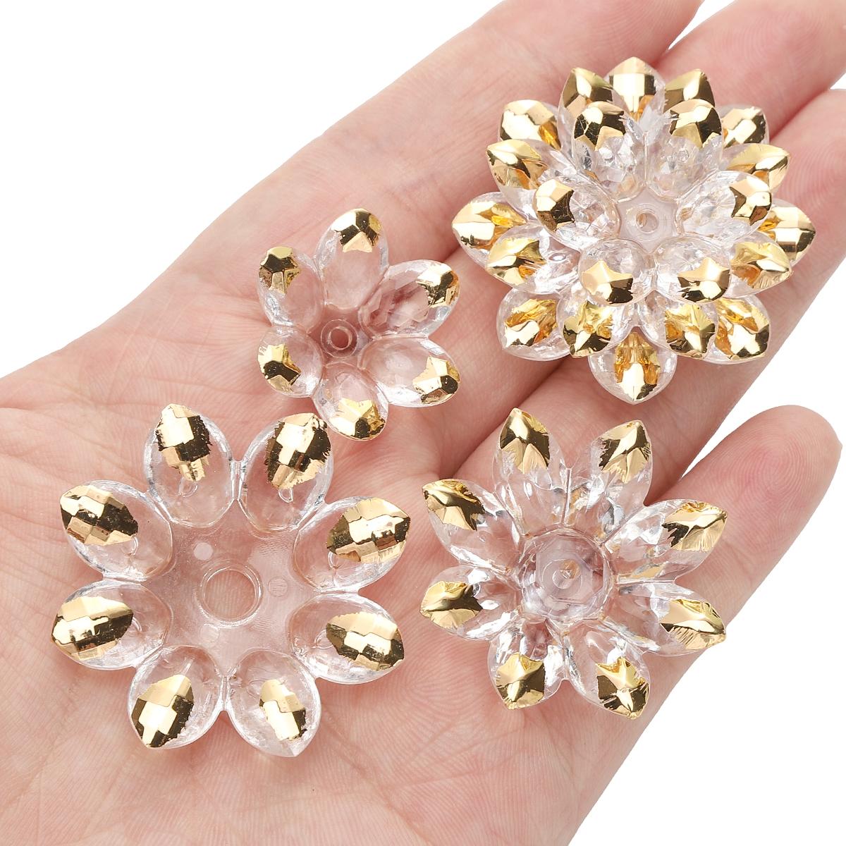 

1 комплект/мешок акриловые прозрачные трехслойные бусины лотоса шарм для самостоятельного изготовления ювелирных изделий аксессуары 1set/bag (3pcs)