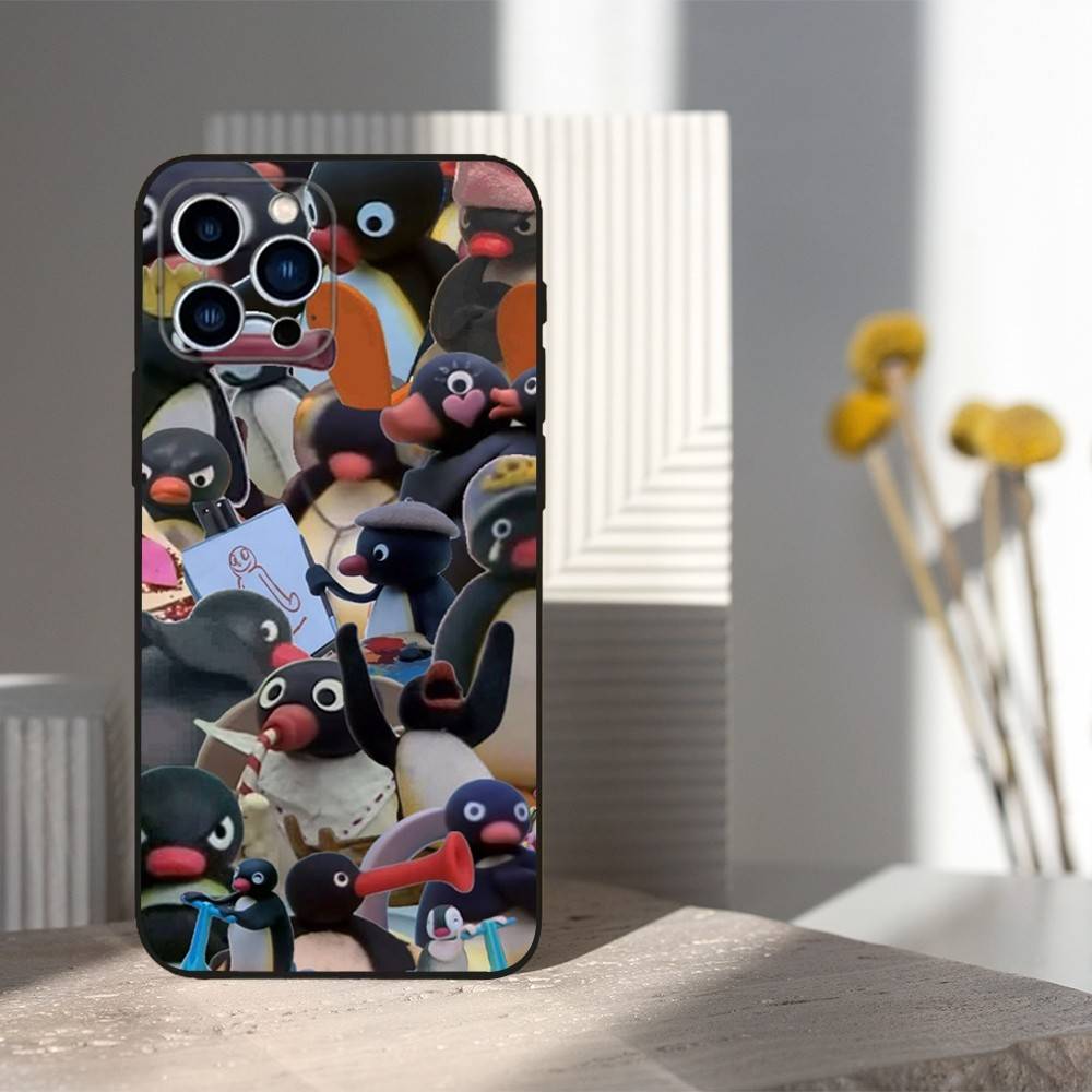 

Cute Animal P-Pingu Penguin Case For iPhone 12,14,15,16,17,13,11,X,Mini,Plus,Pro Max,8,7,XR,SE,XS,Soft Silicone Black iPhone12
