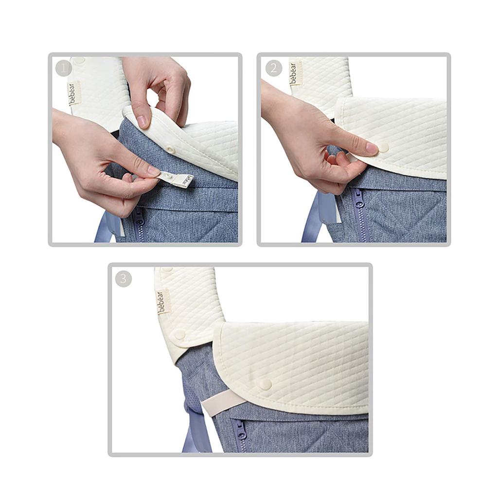 Bebamour Baby Carrier Drool Cover and Drool Pad Set Belt Sucking Pad for Baby Carriers (3-Piece Set) - Pad, 100% Cotton, (White)